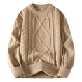 thumbnail image 1 of MELDVDIB Mens Crewneck Sweater Knit Fashion Jacquard Thickened Oversized Pullover Tops Fall Winter Warm Long Sleeve Stretch Comfy Lounge Outfit Khaki XL, 1 of 9