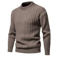 thumbnail image 1 of MELDVDIB Mens Crewneck Sweater Knit Jacquard Loose Pullover Tops Fall Winter Stretch Comfy Long Sleeve Solid Lounge Outfit Coffee 3XL, 1 of 7