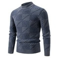 thumbnail image 1 of MELDVDIB Mens Crewneck Sweater Knit Jacquard Slim Pullover Tops Fall Winter Long Sleeve Fashion Printed Stretch Comfy Lounge Outfit Navy XL, 1 of 3