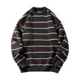 thumbnail image 1 of MELDVDIB Mens Crewneck Sweater Striped Printed Slim Stretch Comfy Pullover Tops Fall Winter Long Sleeve Lounge Outfit Dark Gray 2XL, 1 of 4