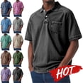 thumbnail image 1 of MELDVDIB Mens Denim T-Shirts Vintage Half-Button Turn Down Collar Short Sleeve Shirts Summer Tops Pullover Tees with Pocket, 1 of 8