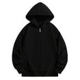 thumbnail image 1 of MELDVDIB Mens Full-Zip Hoodies Oversized Fleece Jacket with Front Pockets Comfy Casual Solid Color Hooded Sweatshirt Coat for Daily Wear Black 2XL, 1 of 6