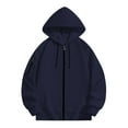 thumbnail image 1 of MELDVDIB Mens Full-Zip Hoodies Oversized Fleece Jacket with Front Pockets Comfy Casual Solid Color Hooded Sweatshirt Coat for Daily Wear Dark Blue L, 1 of 3