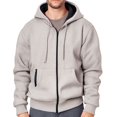 thumbnail image 1 of MELDVDIB Mens Full-Zip Hoodies Warm Fleece Lined Zip-Up Hooded Sweatshirt with Drawstring Zipper Pockets for Cold Weather Outdoor Activities Wear Gray 2XL, 1 of 2