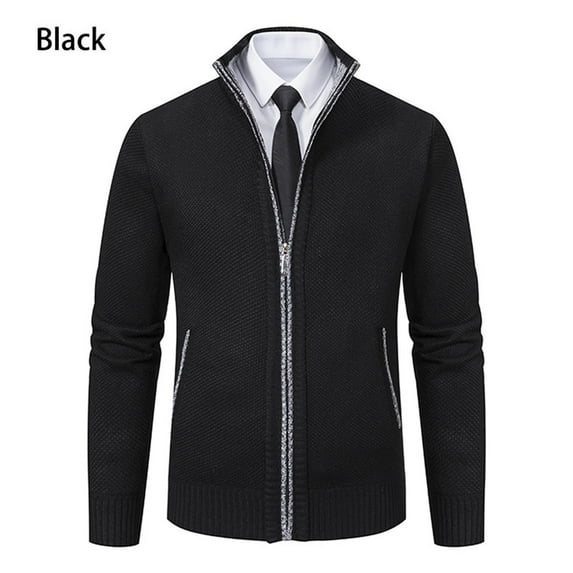 MELDVDIB Mens Full Zip Up Cardigan Sweaters Stand Collar Long Sleeve Sweaters Slim Fit Warm Knitted Sweater Jackets with Pockets