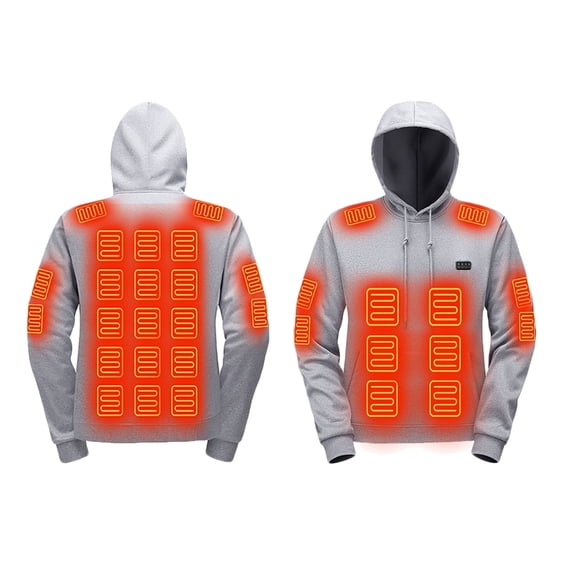 MELDVDIB Mens Heated Hoodies USB-Powered Electrical Heating Hooded Sweatshirt with 29 Adjustable Heating Zones Warm Outdoor Winter Wear