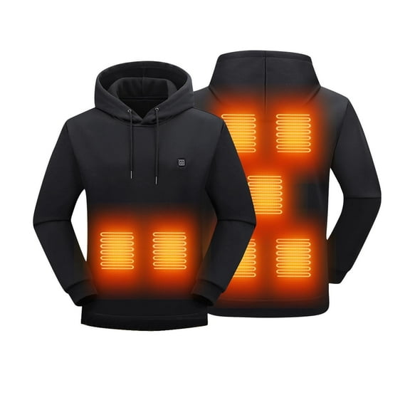 MELDVDIB Mens Heated Hoodies USB-Powered Electrical Heating Hooded Sweatshirt with Seven Adjustable Heat Zones Warm Outdoor Winter Wear