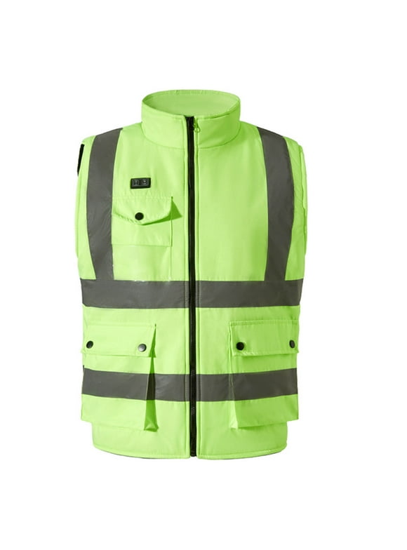 Mens Heated Vest USB-Charging Electrical Heating Jackets with 24 Heating Areas Warm Outdoor Winter Wear Heated Clothing Reflective Workwear