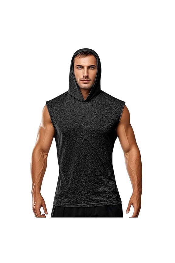 Mens Hooded Tank Tops Quick Dry Stretch Breathable Sleeveless Casual Tees Summer Gym Runing Hiking Workout Activewear
