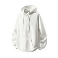 thumbnail image 1 of MELDVDIB Mens Hoodies Fall Winter Long Sleeve Solid Color Oversized Hooded Sweatshirts Fashion Casual Stretch Comfy Pullover Tops with Pocket White 4XL, 1 of 5