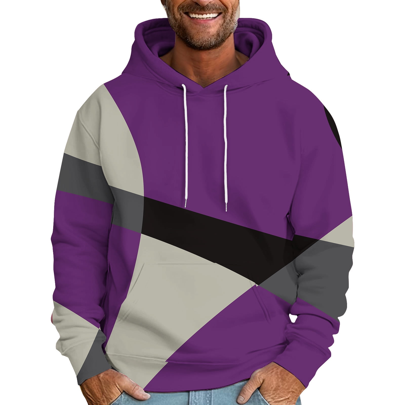 MELDVDIB Mens Hoodies Fashion Casual Color Block Oversized Hooded ...