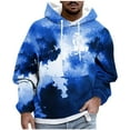 thumbnail image 1 of MELDVDIB Mens Hoodies Fashion Casual Fashion Printed Oversized Hooded Sweatshirts Fall Winter Long Sleeve Pullover Tops with Pocket Blue 2XL, 1 of 6