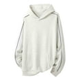 thumbnail image 1 of MELDVDIB Mens Hoodies Fashion Casual Solid Color Loose Pullover Hooded Sweatshirt Arm Piping Front Pocket Long Sleeve for Daily Wear Gray L, 1 of 8