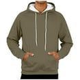 thumbnail image 1 of MELDVDIB Mens Hoodies Fleece Lined Fashion Casual Solid Color Hooded Sweatshirts Basic Fall Winter Long Sleeve Pullover Tops with Pocket, 1 of 9