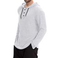 thumbnail image 1 of MELDVDIB Mens Hoodies Long Sleeve Drawstring Button Hooded Sweatshirts Fashion Casual Loose Knit Pullover Tops Fall Fashion 2025, 1 of 6