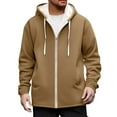thumbnail image 1 of MELDVDIB Mens Hoodies Zip-Up Jacket Fleece Lined Solid Color Oversized Hooded Sweatshirts Fall Winter Long Sleeve Coat with Pockets, 1 of 8