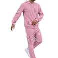thumbnail image 1 of MELDVDIB Mens Hoodies and Cargo Sweatpants Set Solid Color Long Sleeve Hooded Sweatshirt with Multi Pocket Sweatpants Casual Tracksuit for Daily Wear, 1 of 6