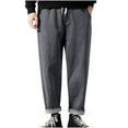 thumbnail image 1 of MELDVDIB Mens Jeans Pant Baggy Drawstring Waisted Straight Leg Pants Fashion Casual Solid Color Lounge Trousers with Pockets Black 4XL, 1 of 9
