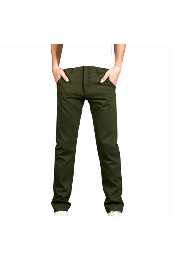 Mens Jeans Pant Slim Fit Button Elastic Waisted Straight Leg Pants Fashion Casual Solid Color Lounge Trousers with Pockets Army Green 3XL