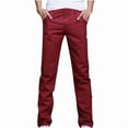 thumbnail image 1 of MELDVDIB Mens Jeans Pant Slim Fit Button Elastic Waisted Straight Leg Pants Fashion Casual Solid Color Lounge Trousers with Pockets Wine XL, 1 of 4