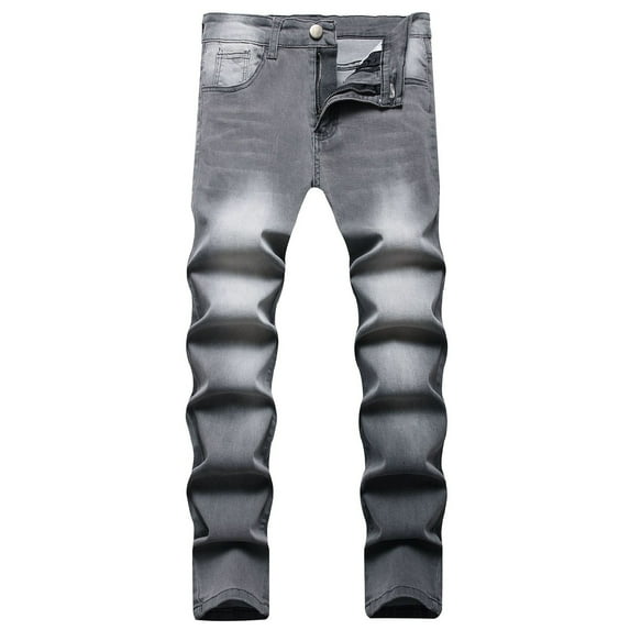 MELDVDIB Mens Jeans Pant Vintage Baggy Elastic Button Waisted Wide Leg Pants Fashion Casual Lounge Trousers with Pockets Gray L