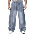 thumbnail image 1 of MELDVDIB Mens Jeans Pants Solid Color Baggy Loose Pleated Wide Leg Pants Button Front Waisted Travel Pants with Pockets, 1 of 8