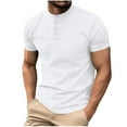 thumbnail image 1 of MELDVDIB Mens Linen T-Shirt Half-Button Crewneck Solid Color Short Sleeve Summer Tops Sport Gym Light Weight Stretch Comfy Breathable Pullover Tees, 1 of 6
