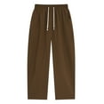 thumbnail image 1 of MELDVDIB Mens Loose Pants Drawstring Waist Solid Color Straight Jogging Pants Light Weight Stretch Comfy Lounge Trousers with Pockets, 1 of 3
