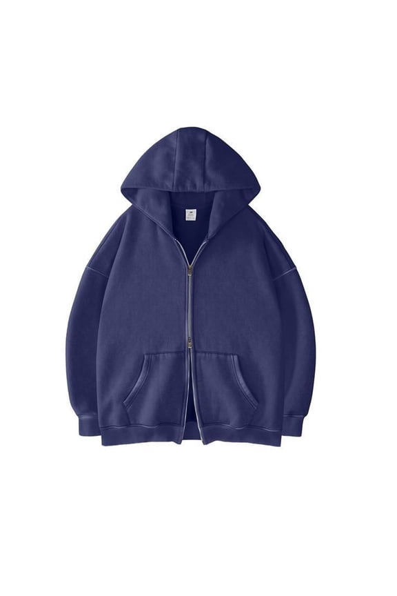 Mens Oversized Full-Zip Hoodie Fall Winter Comfy Fleece Hooded Sweatshirt Jacket with Pocket Suit for Casual Daily Wear Street Style