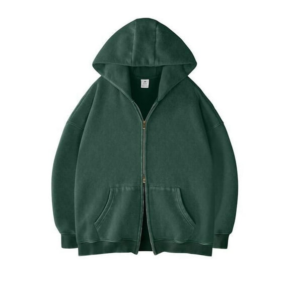 MELDVDIB Mens Oversized Full-Zip Hoodie Fall Winter Comfy Fleece Hooded Sweatshirt Jacket with Pocket Suit for Casual Daily Wear Street Style