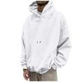 thumbnail image 1 of MELDVDIB Mens Oversized Hoodie Comfy Fleece Pullover Tops with Front Pocket Hooded Sweatshirt for Men Solid Color Loose Sport Travel Gym Outfits White S, 1 of 2