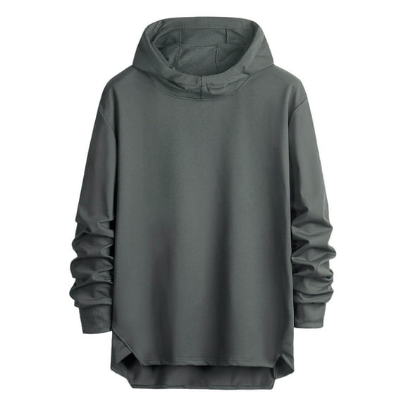 MELDVDIB Mens Oversized Hoodies Loose Long Sleeve Pullover with Drop Shoulder and Curved Hem Comfy Casual Hooded Sweatshirt for Daily Wear Dark Gray L