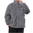 thumbnail image 1 of MELDVDIB Mens Quilted Coat Zip-Up Corduroy Fleece Lined Stand Collar Jacket Fall Winter Long Sleeve Lounge Outwear Tops with Pocket, 1 of 3