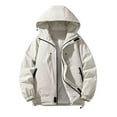 thumbnail image 1 of MELDVDIB Mens Quilted Coat Zip-Up Puffer Lined Fashion Causal Solid Color Hooded Windcheater Fall Winter Long Sleeve Lounge Jacket Tops, 1 of 4