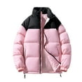 thumbnail image 1 of MELDVDIB Mens Quilted Puffer Coat Zip-Up Color Block Stand Collar Jacket Winter Long Sleeve Thickened Outwear Tops with Pockets, 1 of 3