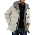 thumbnail image 1 of MELDVDIB Mens Quilted Puffer Jacket Fake Two-Piece Thickened Fleece Lined Winter Long Sleeve Hooded Coat Padded Outwear Tops with Pocket, 1 of 7