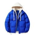 thumbnail image 1 of MELDVDIB Mens Quilted Puffer Jacket Fake Two-Piece Thickened Winter Long Sleeve Hooded Coat Warm Padded Outwear Tops with Pocket, 1 of 5