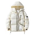 thumbnail image 1 of MELDVDIB Mens Quilted Puffer Jacket Thickened Solid Color Winter Long Sleeve Hooded Coats Warm Padded Outwear Tops with Pocket, 1 of 8