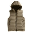 thumbnail image 1 of MELDVDIB Mens Quilted Puffer Vest Coat Fall Winter Solid Color Hooded Jacket Zip-Up Warm Padded Light Weight Outwear Tops with Pocket, 1 of 3