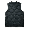 thumbnail image 1 of MELDVDIB Mens Quilted Puffer Vest Coat Fall Winter Solid Color Jacket Button-Up Warm Padded Light Weight Outwear Tops with Pocket, 1 of 5