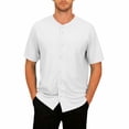 thumbnail image 1 of MELDVDIB Mens Shirts Fashion Casual Solid Color Short Sleeve Loose Summer Tops Button-Up Crew Neck Vacation Shirts, 1 of 8