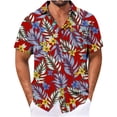 thumbnail image 1 of MELDVDIB Mens Summer Vacation Shirts Button-Up Turn-Down Collar Short Sleeve Tops Tropical Printed Loose Holiday Beach Shirts with Pocket, 1 of 4