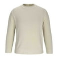 thumbnail image 1 of MELDVDIB Mens Sweater Knit Fashion Casual Solid Color Loose Pullover Sweaters Fall Winter Long Sleeve Stretch Comfy Crewneck Outfits Khaki M, 1 of 2