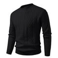 thumbnail image 1 of MELDVDIB Mens Sweater Knit Fashion Casual Solid Color Slim FIt Sweaters Fall Winter Long Sleeve Stretch Comfy Crewneck Pullover Tops Black L, 1 of 2