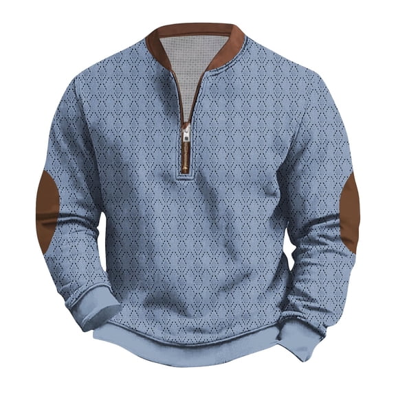 MELDVDIB Mens Sweaters Half-Zip Knit Lined Vintage Printed Oversized Fall Winter Long Sleeve Shirts Fashion Casual Pullover Tops