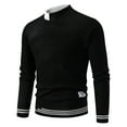 thumbnail image 1 of MELDVDIB Mens Sweaters Knit Fashion Casual Color Block Half-Turtleneck Slim Fit Pullover Tops Fall Winter Long Sleeve Warm Stretch Comfy Outfit Black 2XL, 1 of 8