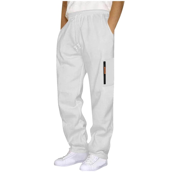 MELDVDIB Mens Sweatpants Drawstring Elastic Waisted Baggy Straight Leg Lounge Pants Fashion Casual Solid Color Jersey Pants with Side Zipper Pocket