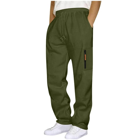 MELDVDIB Mens Sweatpants Drawstring Elastic Waisted Baggy Straight Leg Lounge Pants Fashion Casual Solid Color Jersey Pants with Side Zipper Pocket