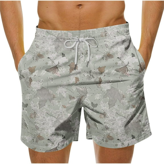 MELDVDIB Mens Swim Trunks Floral Printed Quick Dry Beach Shorts Fashion Casual Loose Drawstring Waisted Beach Swimming Trunks