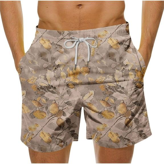 MELDVDIB Mens Swim Trunks Floral Printed Quick Dry Beach Shorts Fashion Casual Loose Drawstring Waisted Beach Swimming Trunks